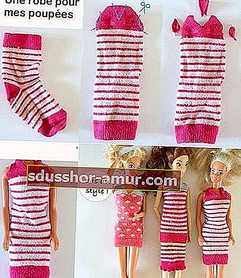платье для куклы своими руками с носком