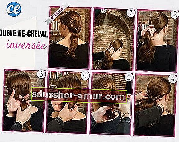 Vadnica v 6 fotografijah, kako narediti obrnjen čop na dolgih laseh