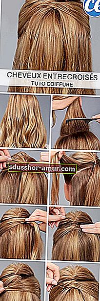 Учебник по завязке длинных волос назад, перекрещивая их, чтобы получился каскад волос
