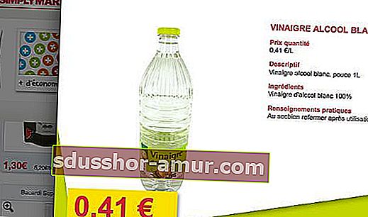 41 евро цент за бутылку белого уксуса на Simply Market