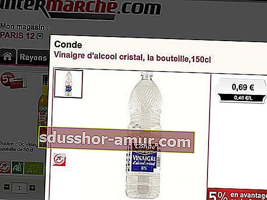 0,69 евро бутилка бял оцет в Intermarché