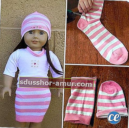 Единичен чорап, рециклиран в дрехи за кукли
