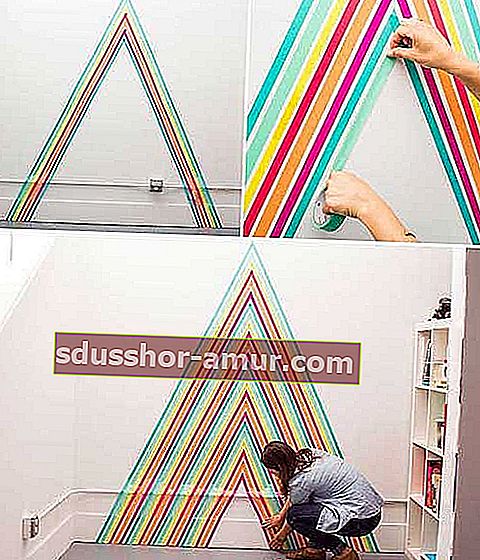 Разноцветный треугольник на стене 