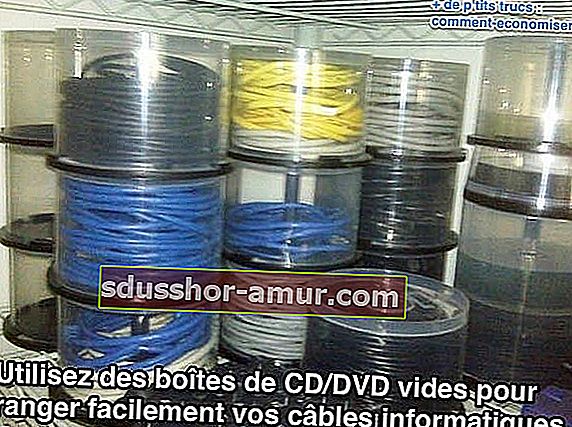 Съхранявайте вашите Ethernet кабели в празни CD / DVD кутии