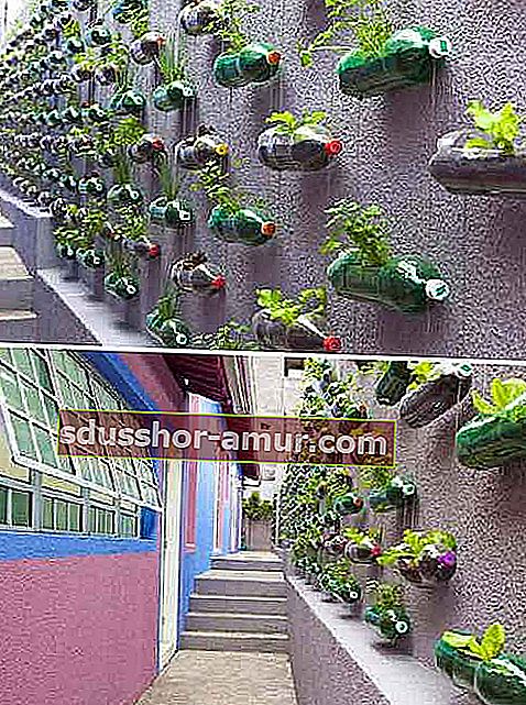 ustvarite viseči vrt z reciklirano steklenico