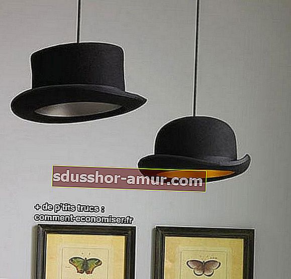 Переработанные шляпы в лампе
