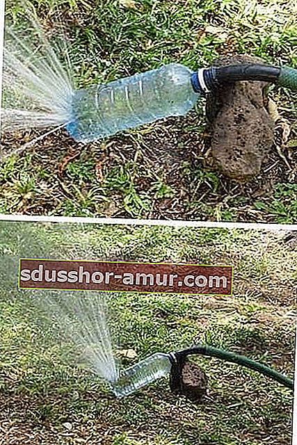 садовый ороситель с переработанной пластиковой бутылкой