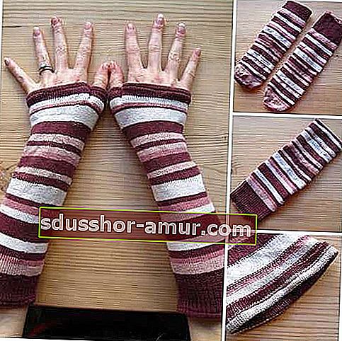 Rukavice izrađene s izrezanim čarapama 