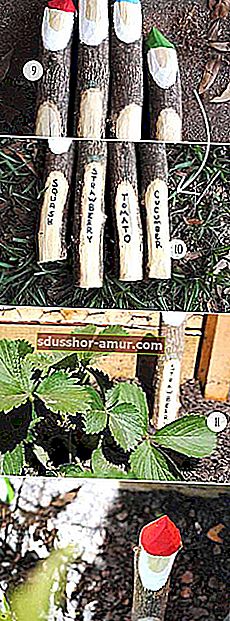 Переработанные деревянные колья в качестве маркеров для растений
