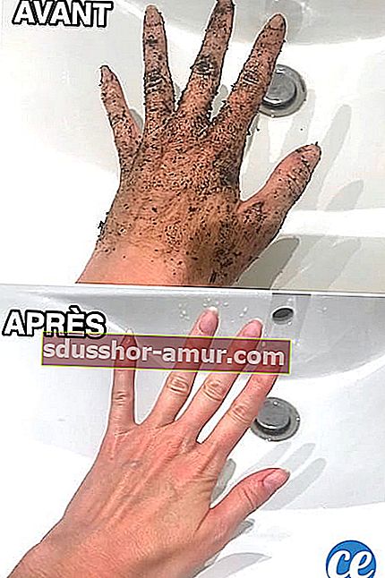 Ръце, пълни с пръст отгоре и всички чисти отдолу благодарение на градинарския сапун