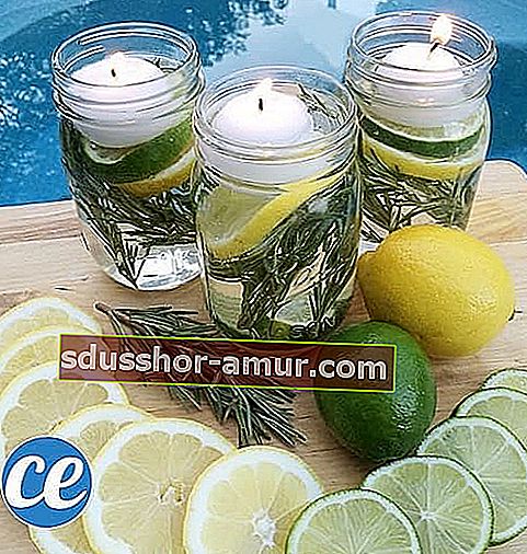 свещи против комари с етерични масла, лимон и розмарин