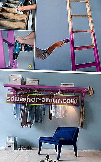 Декоративен проект: трансформирайте стара стълба в гардероб