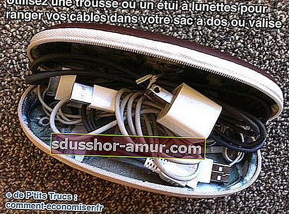 upotrijebite futrolu za naočale kako biste kabele spremili u torbu