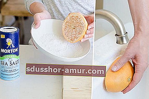 грейпфрут і сіль для іржавої ванни