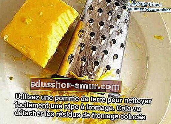 Peynir rendesini kolayca temizlemek için patates kullanın.