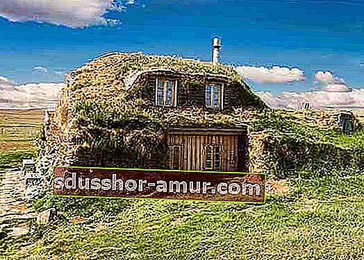 традиционна исландска къща погребана