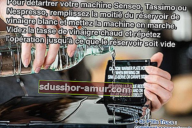 Senseo, Tassimo veya Nespresso makinenizin kirecini gidermek için, tankın yarısını beyaz sirke ile doldurun ve makineyi çalıştırın.