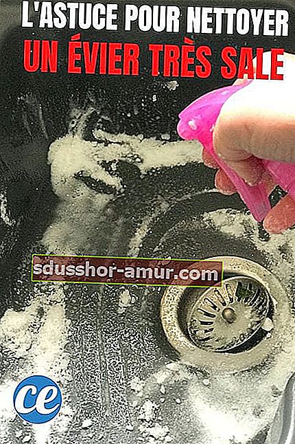 Bicarbonat de sodiu și spray de oțet alb pentru a curăța o chiuvetă foarte murdară