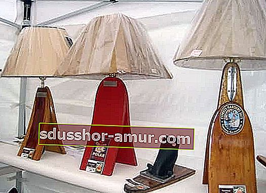 оригинальные лампы, сделанные из переработанных лыж