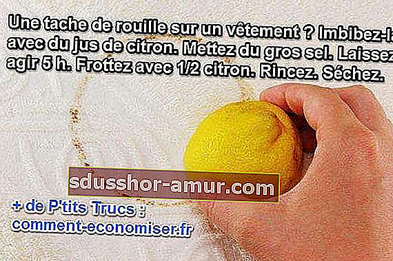 за премахване на петна от ръжда от дрехите използвайте лимон