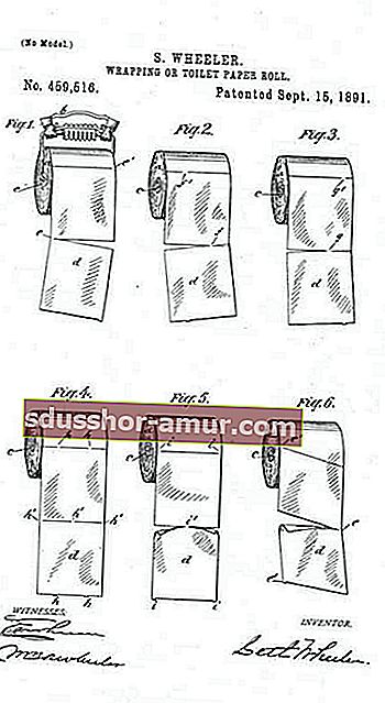 Oryginalny patent Setha Wheelera, wynalazcy papieru toaletowego.