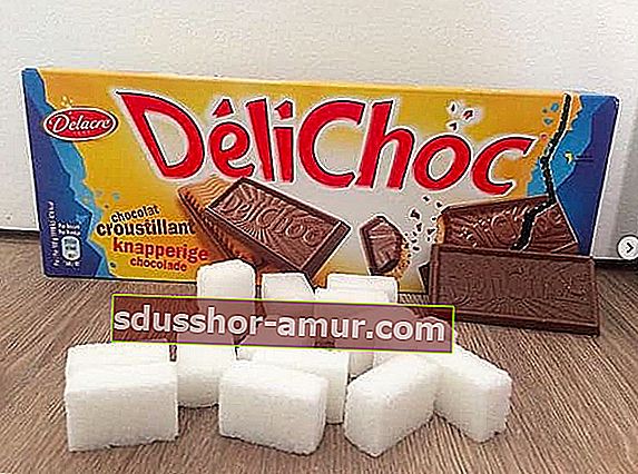 Paket DéliChoc in njegov ekvivalent v sladkorju