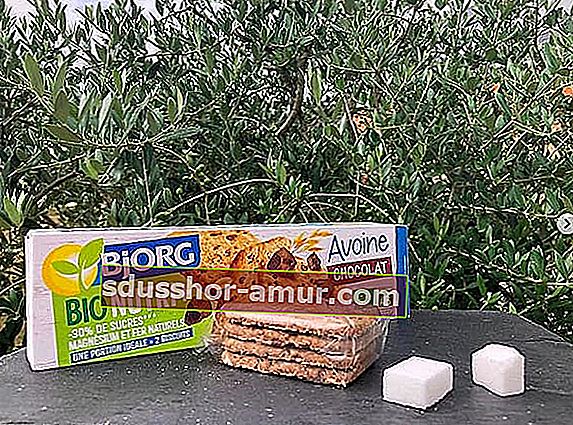 Paket kolačića Bjorg i njegov ekvivalent u šećeru