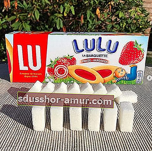 Pladnjaci Lulu s jagodom marke Lu i njihov ekvivalent šećera