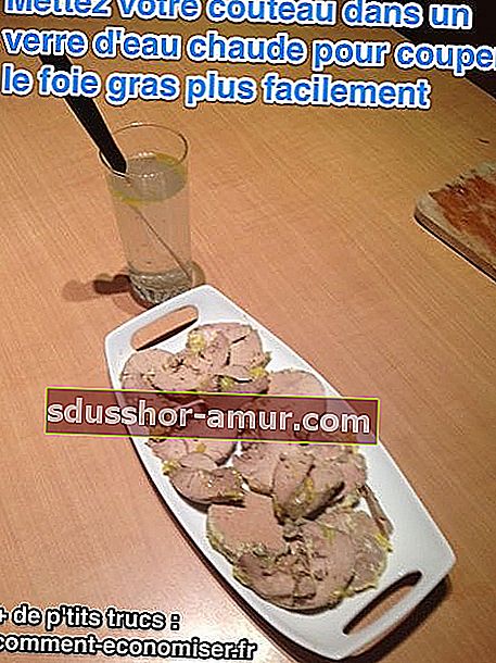 Foie gras enostavno režite s segrevanjem rezila noža