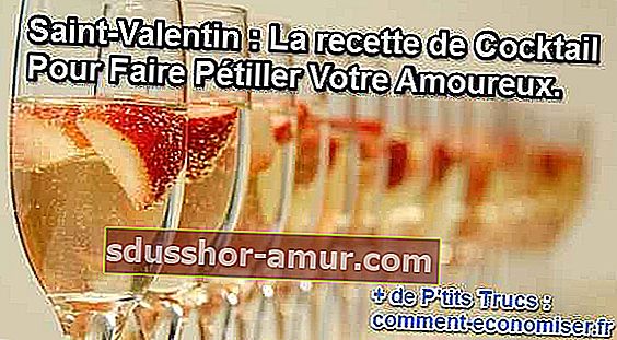 koktajl za valentinovo s šampanjcem z rdečim sadjem in pomarančnim sokom ali kirjem