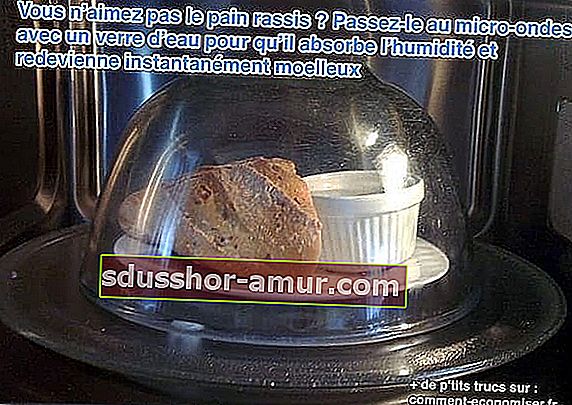 pâine veche pusă în cuptorul cu microunde