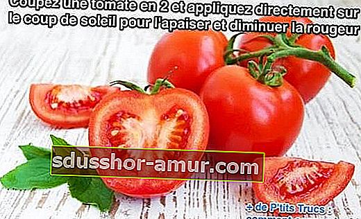 Нарежете домат наполовина и нанесете директно върху слънчевото изгаряне, за да го успокоите и да намалите зачервяването