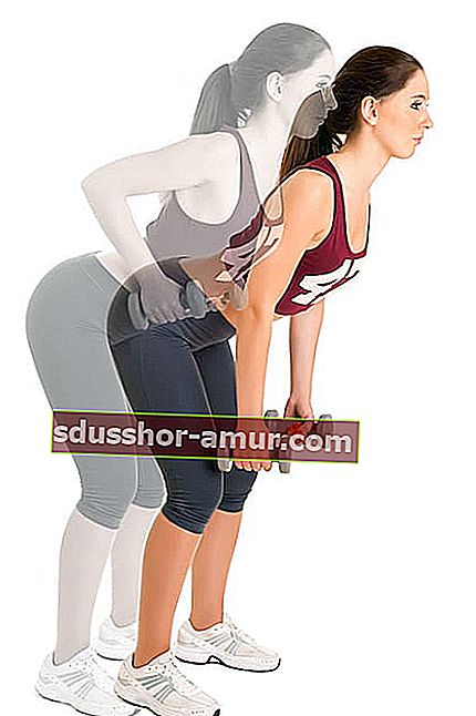 Наклонете упражнение с тежести за укрепване на гърба