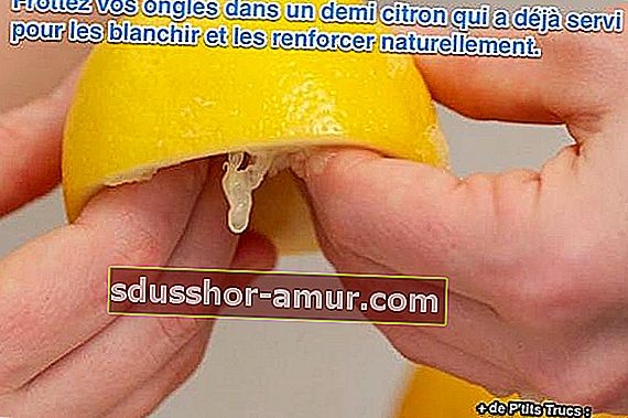 Натріть нігті половиною лимона, який вже використовувався для природного відбілювання та зміцнення.