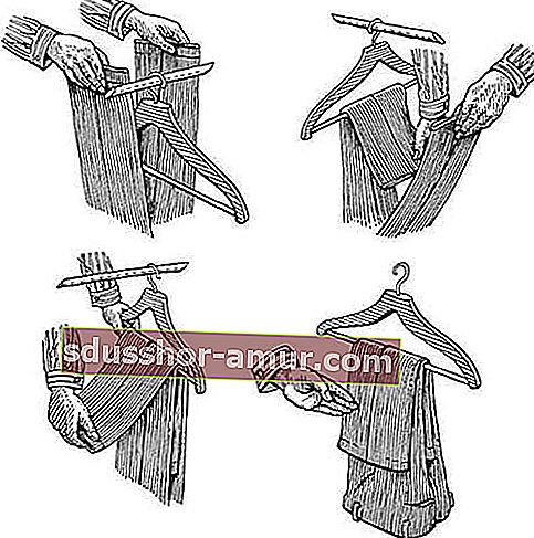 как да сложите панталони на закачалка